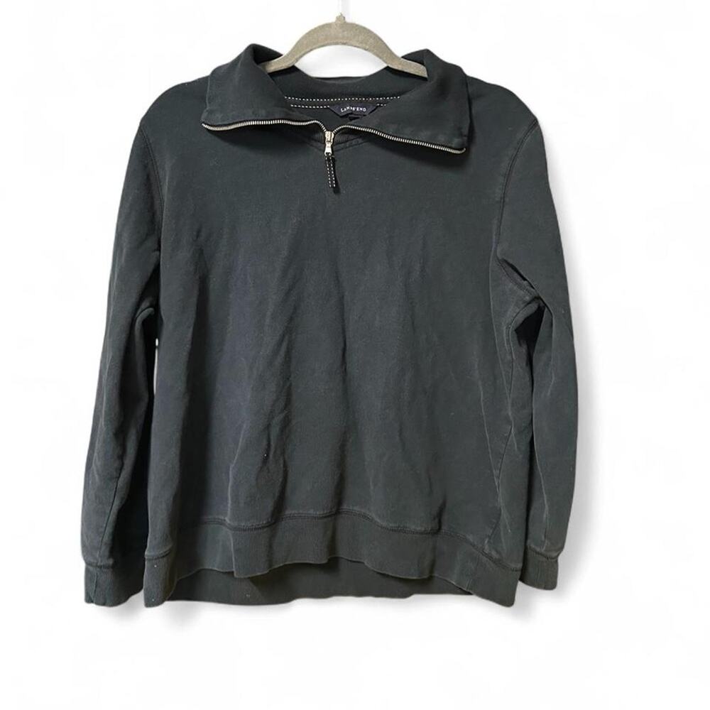 XS vintage black Lands End zip turtleneck short pullover sweatshirt